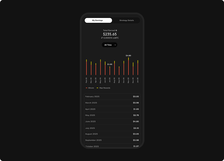 My Earnings view on an Earn vault
